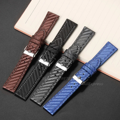 Carbon fiber leather watch - carbon,