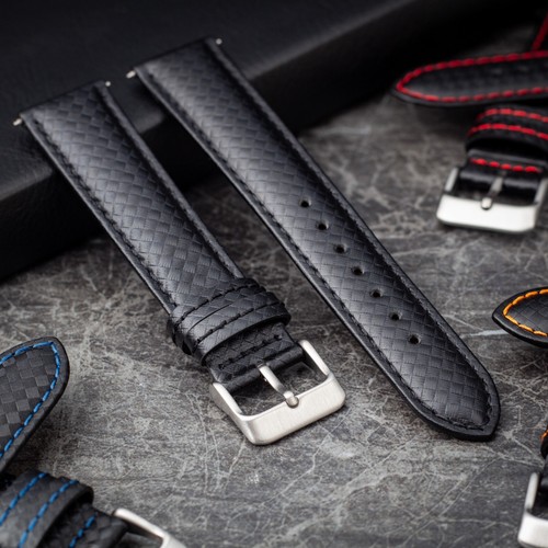 Carbon fibre leather watch - fibre,