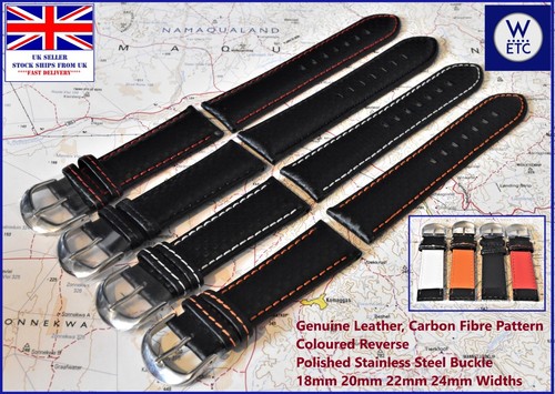 Leather watch strap carbon - leather,